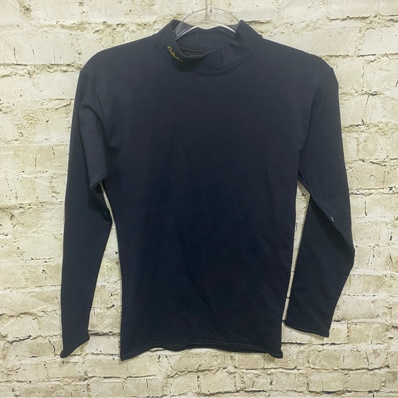Cabelas Black Nylon Stretch Mock Neck Long Sleeve Top - Picture 1 of 5
